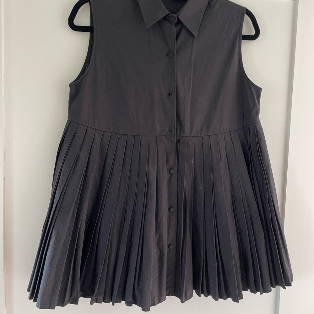 Black Sleeveless Pleated Dress